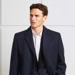 Navy Italian wool and cashmere overcoat